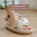 UTUNE-Pantoufles en lin muettes pour femmes et hommes chaussures d'intérieur japonaises chaussures