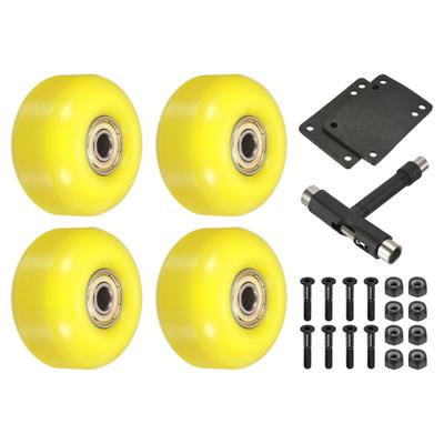 52mm Skateboard Wheels and Bearings Set Street Wheels 95A, Yellow Golden 4pcs