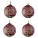 La Pastiche Tree of Life (Burgundy) Glass Ornament Collection (Set of 4) - 3.5" x 3.5"