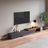 Extendable TV Stand, Wood Media Console with 3 Drawers, Fully-Assembled