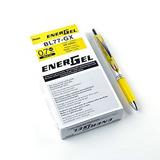 Pentel EnerGel RTX Retractable Liquid Gel Ink Pen (0.7mm) Medium line Yellow Ink Box of 12 Pens (BL77-G)