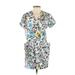 People's Market Casual Dress - Mini V Neck Short sleeves: White Floral Dresses - Women's Size X-Small