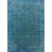 Ahgly Company Machine Washable Indoor Rectangle Industrial Modern Blue Ivy Blue Area Rugs 6 x 9