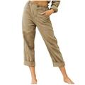 Bigersell High Waist Denim Pant Full Length Pants Womens Ladys Casual High Waist Loose Pants Comfy Stretch Printing Wide Leg Pants Baggy Pants for Ladies