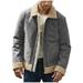 Men Plus Size Winter Coat Lapel Collar Long Sleeve Padded Leather Jacket Vintage Thicken Coat Sheepskin Jacket Saddle