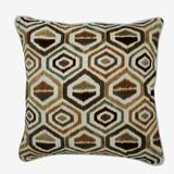 Cushion Cover Sofa Throw Pillows Cover 14 x 14 Ikat Brown Printed Velvet Pillow Covers Square Throw Pillows Cover Brown Pillow Covers 14x14 inch (35x35 cm) - Honey Hexagon