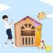 WOWMTN DGG-18 Cardboard Kid Playhouse Corrugated Box Play House Dollhouses