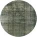 Ahgly Company Machine Washable Indoor Round Industrial Modern Dark Olive Green Area Rugs 6 Round