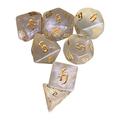 Engraved Polyhedral Dices Set Transparent Multipurpose Wear Resistant Toys D8 D10 D12 D20 7Pcs Game Dices for Roll Playing Games Table Games Gold