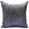 Euro Sham Charcoal Gray European Shams 26x26 inch (65x65 cm) Silk Euro Size Pillow Covers Sea Creatures Shell Beaded Modern European Sham Pillow Covers - Night Sea Shell