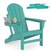 Folding Plastic Adirondack Chair with 4 in 1 Cup Holder Tray Plastic Adirondack Chairs Weather Resistant Lawn Outdoor Patio Chairs