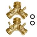 Garden Hose Y Valve Connectors Brass Hose Splitter with Solid Brass Handle Brass Y Valve Water Garden Hose Adapter 2 Way 2