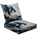 2-Piece Deep Seating Cushion Set Beautiful blue gold pink waves swirls Fluid Art Marble effect texture Outdoor Chair Solid Rectangle Patio Cushion Set