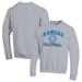 Men's Champion Heather Gray Kansas Jayhawks Volleyball Icon Powerblend Pullover Sweatshirt