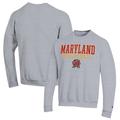 Men's Champion Heather Gray Maryland Terrapins Stack Logo Volleyball Powerblend Pullover Sweatshirt