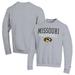 Men's Champion Heather Gray Missouri Tigers Stack Logo Volleyball Powerblend Pullover Sweatshirt