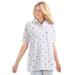 Plus Size Women's Elbow-Sleeve Polo Tunic by Woman Within in Multi Hearts (Size 1X) Polo Shirt