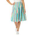 Plus Size Women's Jersey Knit Tiered Skirt by Woman Within in White Multi Watercolor Stripe (Size 22/24)