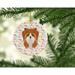 The Holiday Aisle® Yorkshire Terrier Merry Christmas Hanging Figurine Ornament Ceramic/Porcelain in Brown/White | 2.8 H x 2.8 W x 0.15 D in | Wayfair