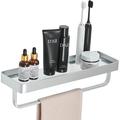 Orren Ellis 15.7 Inch Bathroom Shelves, Rectangular Tempered Glass Shelf w/ Towel Bar, Wall Mounted Shelves For Bathroom | Wayfair