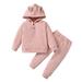 18 Months Baby Girls Clothes 24 Months Girls 2PCS Fall Winter Outfits Solid Color Toddler Girls Long Sleeve Hoodie Top Pants Set Pink