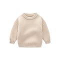 Capreze Crew Neck Jumper Top Winter Warm Sweater Boys Thermal Knitwear Knitted Sweaters Playing Chunky Pullover Light Khaki 120cm (35-40 Catties)