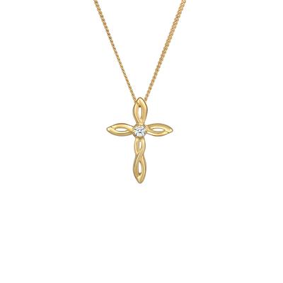 Elli DIAMONDS - Kreuz Religion Diamant (0.03 ct.) 585er Gelbgold Ketten 1 ct Damen