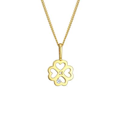 Elli DIAMONDS - Kleeblatt Glücksbringer Diamant 585 Gelbgold Ketten 1 ct Damen