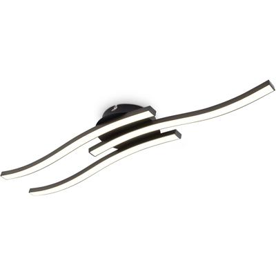 B.K.LICHT LED Deckenleuchte "BK_DL1432 LED Deckenlampe, 3.000K Warmweiß, 3x 6 Watt, 3x 480 Lumen", schwarz, B:12,00cm H:6,30cm L:56,50cm, Lampen, Geschwungende Deckenlampe, Länge: 56,5 cm, Schwarz Image