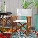 Beachcrest Home™ Blaser Folding Patio Dining Chair Wood/Sling in White/Brown | 33 H x 22 W x 20 D in | Wayfair BRWT3332 29482439