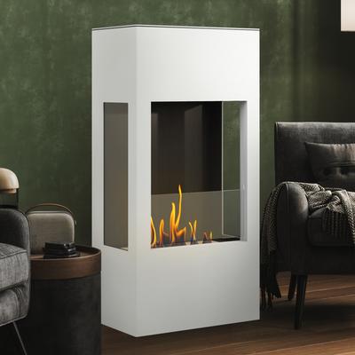 muenkel design prism 620 [Bioethanolkamin dreiseitige Sicht]: Weiß (warm) - Planika Senso Image