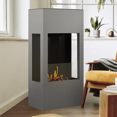 muenkel design prism 620 [Bioethanolkamin dreiseitige Sicht]: Graualuminium - Planika Senso Image