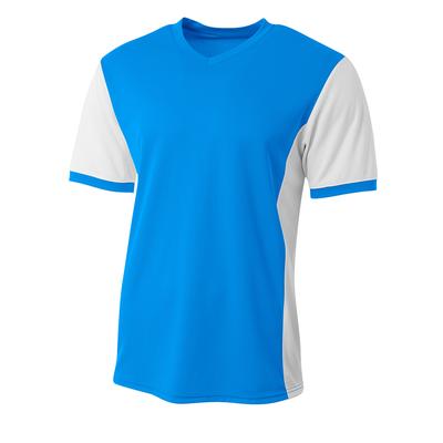 A4 N3017 Athletic Men's Premier V-Neck Soccer Jersey T-Shirt in Electrc Blue/White size Large | Polyester A4N3017