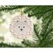 The Holiday Aisle® Japanese Spitz Merry Christmas Hanging Figurine Ornament Ceramic/Porcelain in Blue/Gray/Pink | 2.8 H x 2.8 W x 0.15 D in | Wayfair