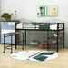 Mason & Marbles Twin Size Metal Loft Bed w/ Desk & Storage Shelves Metal in Black | 45 H x 41 W x 77 D in | Wayfair