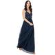 Maya Deluxe Damen Maya Deluxe Maxi Evening Dress Women's Elegant for Wedding With V-neck Tulle Dress Women's With Bow Brautjungfernkleid, Navy, 52 EU