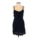 Hollister Casual Dress - A-Line Plunge Sleeveless: Blue Print Dresses - Women's Size X-Small