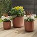 Fiber Clay Planters - 3-Piece Cylinder Pot Set by Pure Garden (Brown)