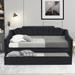 Twin Size Curved Back Sofa Bed Stitching Details Upholstered Daybed with Trundle for Small Bedroom City Aprtment Dorm