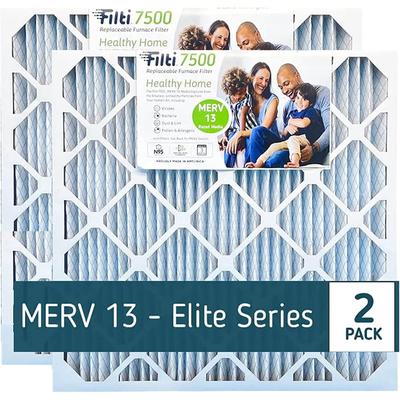 Filti 7500 Pleated Home HVAC Furnace 20 x 25 x 5 MERV 13 Air Filter (2 Pack) - 0.75