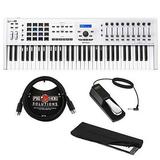 Arturia KeyLab MKII 61 Professional MIDI Controller and Software (Black) with 6ft MIDI Cable Sustain Pedal & Keyboard Dust Cover (Medium) Bundle