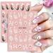 opvise Embossed Nail Sticker Flower Decal DIY Nail Art Decoration Spring Summer Flower Nail Decoration Sticker Nail Supplies