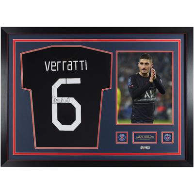 Marco Verratti Offizielles signiertes Ausweichtrikot 2021-22 von Paris Saint-Germain – gerahmt Image