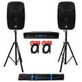 (2) Rockville SPGN154 15 1600W DJ PA Speakers+Power Amplifier+Stands+Cables