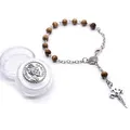 QIGO-Bracelet chapelet en perles de bois marron pour hommes et femmes bijoux de prière religieuse