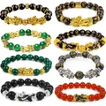 Bracelets de perles en pierre d'obsidienne Feng Shui pour hommes et femmes bracelet disco unisexe