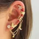 Boucles d'oreilles papillon pour femmes ensemble de chaîne creuse Chic bijoux sans Piercing