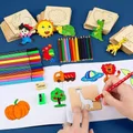 Pochoirs en bois Montessori pour enfants jouets de dessin modèle de peinture bricolage jouets