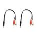 2Pcs 3.5mm Stereo Adapter Headphone to 2 RCA Adapter Audio Cable 3.5mm Male to 2X RCA Female