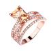 Floleo Clearance Temperament Diamond Geometric Square Rose Gold Ring Jewelry For Girls Women s Ring